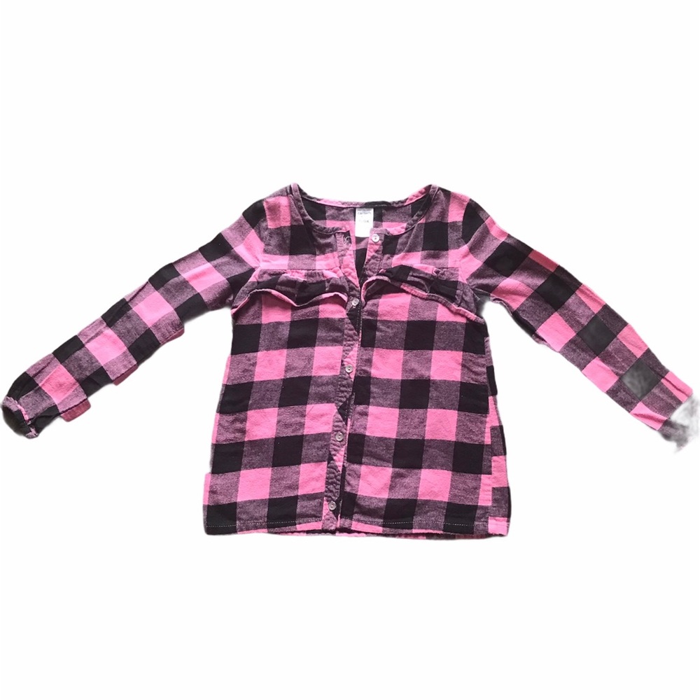 Carter’s girls pink plaid long sleeve flannel.